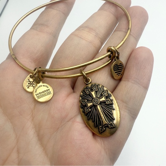 Alex & Ani Armenian Cross Charm Expandable Bangle Bracelet Goldtone 2016 - Picture 3 of 6